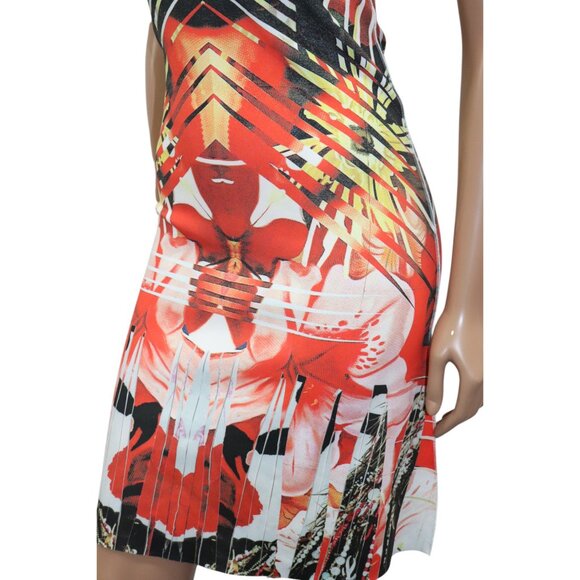 ANIMAPOP Reversible Bunnies / Colorful Geometric Abstract Bodycon Dress M-L - Picture 5 of 9